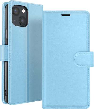 Zanae, Hoesje geschikt voor iPhone 13 Mini - Wallet Case & Magneetsluiting, Lichtblauw