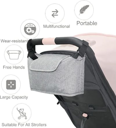 Kinderwagen Tas, Universeel Buggy Tas - Buggy Organizer - Grijs