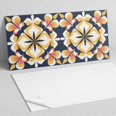 Coloray Wandpanelen Zelfklevend - Geometrisch bloemenpatroon PVC Wandpaneel - 100 cm x 50 cm - Geel Wandbekleding Zelfklevend - 1 stuk - Mozaïeken Wandpanelen Zelfklevend - Wandpaneel Keuken - Wandpanelen Badkamer