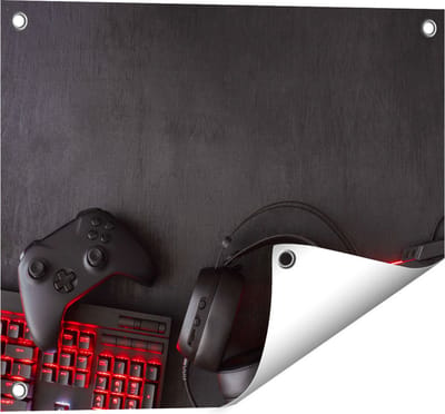Gards Tuinposter Gaming Spullen - Accessoires - Controller - 50x40 cm - Tuindoek - Tuindecoratie - Wanddecoratie buiten - Tuinschilderij