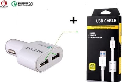 OLESIT 36W Qualcomm 2.0 Quick Charge USB Autolader - Fast Charging - Lader met micro usb kabel - Wit