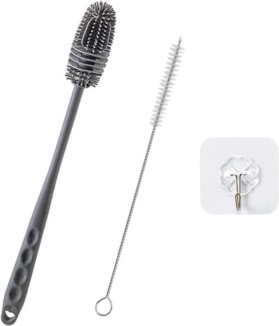 Dailygoods- Flessenborstel - Siliconen - Roterende Borstel - Rietjesborstel - Flessenreinigingsborstel - Duurzaam Ontwerp - Ergonomisch Handvat - Flessenreiniger