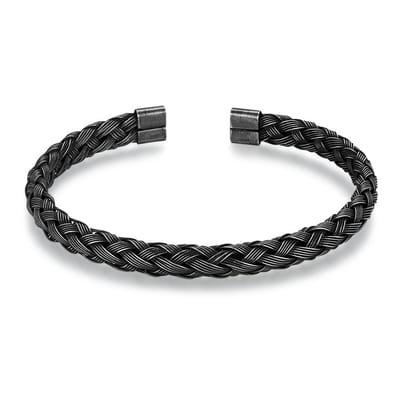 Twice As Nice Armband in edelstaal, grijze bangle 7cm