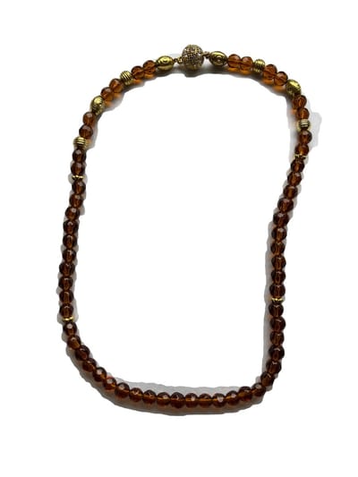 Petra's Sieradenwereld - Ketting met bruin/champagnekleurige kralen met magneetsluiting (017)