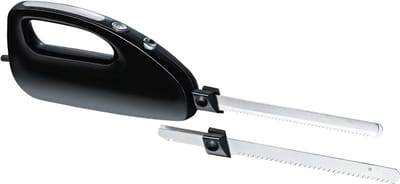 YOR® Elektrisch Broodmes - Elektrisch Mes Met Vingerbescherming – Broodsnijder Incl, Twee Roestvrijstalen Messen - Electrisch Broodmes -Zwart- 43cm x 6cm x 11cm; 780 g