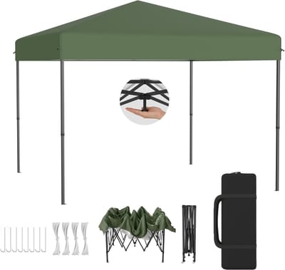 Vouwpaviljoen Tuinpaviljoen - Partytent Opvouwbaar - Feest Buiten - In Hoogte Verstelbaar - 3x3 Meter - Groen