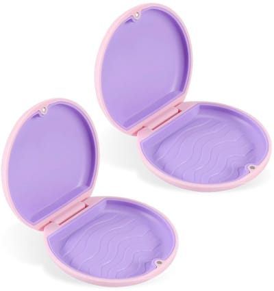 Dailygoods- Kunstgebitdoos - Slank ontwerp - 2 stuks - Opbergdoos - Orthodontisch - Roze - Geschikt voor beugelhouders