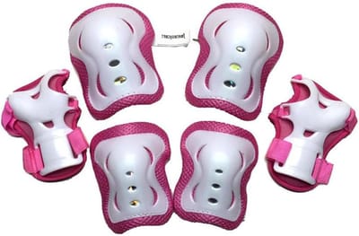 Beschermers Set Kinderen - Sport Pads - Actieve Sporten - Zachte Vochtafvoerende Vulling - 6 Delig - Roze Wit