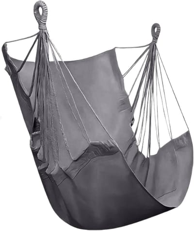 Hangmatstoel - Schommelzitje Touwstoel - Ontspannen Buiten - Ergonomische Wervelkolomondersteuning - 150 kg capaciteit - Grijs