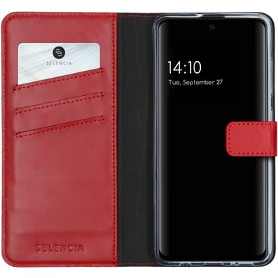 Selencia Hoesje - Geschikt voor Samsung Galaxy A51 - Echt Lederen Bookcase - Rood