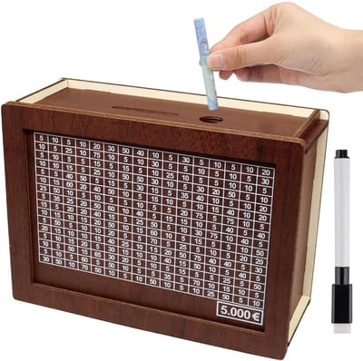Dailygoods- Spaarpot Houten - Spaarpot Met Teller - Spaarpot Voor Kinderen - Spaarpot Volwassenen - Duurzaam Hout - Eenvoudig Te Monteren - Spaarvarken