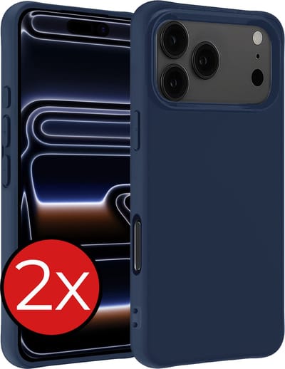Hoesje - 2 Stuks - Geschikt voor Apple iPhone 17 Pro Max / 18 Pro Max - Sterk & Shockproof - Telefoonhoes - Back Cover - Case Siliconen - Telefoon Hoes - Donkerblauw