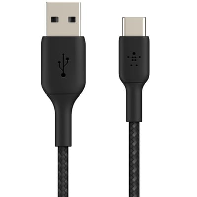 Belkin BOOST↑CHARGE Braided - USB-A naar USB-C Kabel - 1 Meter - 12W - Zwart