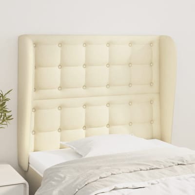 vidaXL - Hoofdbord - met - randen - 103x23x118/128 - cm - kunstleer - crèmekleurig