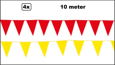 4x vlaggenlijn rood en geel 10 meter - Festival thema feest party verjaardag gala jubileum