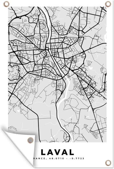 Muurdecoratie Kaart - Stadskaart - Laval - Plattegrond - Frankrijk - 120x180 cm - Tuinposter - Tuindoek