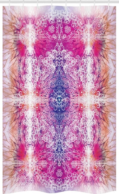 ABAKUHAUS mandala douchegordijn – 120x180 cm – roze stof, waterafstotend