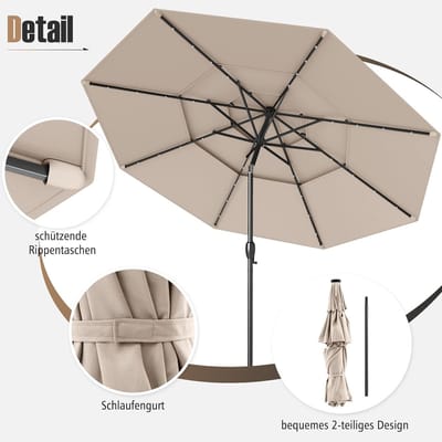 Parasol met LED verlichting 300x200 cm – Depauwonen Luxe Solar Tuinparasol Kantelbaar & Kurbelsysteem – UV Bescherming – Stalen Mast – Terras, Balkon & Strandscherm – Bordeauxrood – Depauw