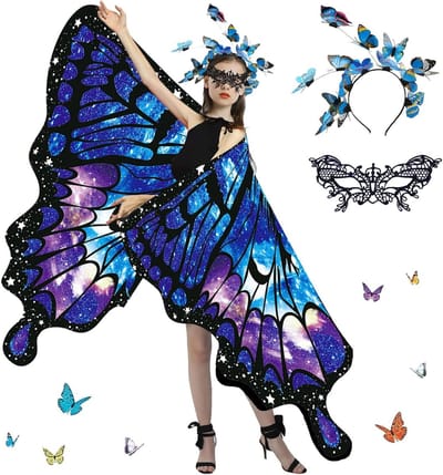 Vleermuisvleugel Kostuum voor Vrouwen - Schitterende Cape en Sjaal voor Carnaval, Cosplay en Halloween Feestjes