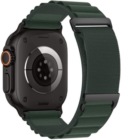 Nylon bandje - geschikt voor Apple Watch 1/2/3/4/5/6/7/8/9/SE (2) met maat 38 mm / 40 mm / 41 mm en Watch 10 (42 mm) - loop bandje met dubbele gesp - army