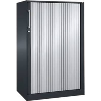 Roldeurkast ASISTO C 3000, 3 ordnerhoogten, B 800 mm, antraciet/aluminium zilver