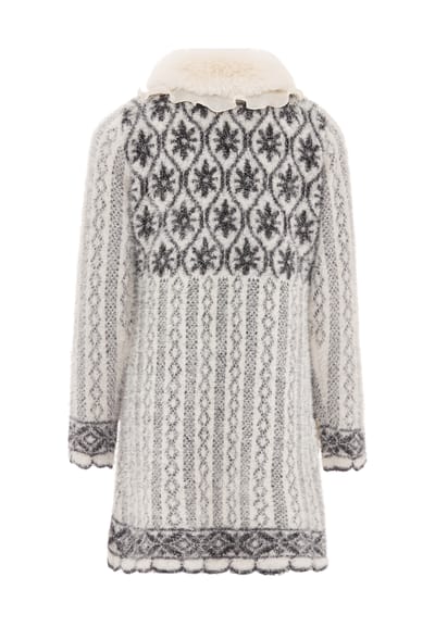 Faina Vest Dames wol wit zwart