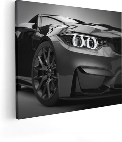 Artaza Canvas Schilderij Auto - 100x80 cm - Groot - Wanddecoratie Sportauto - Muurdecoratie Mancave - Schilderijen Op Canvas Grijs