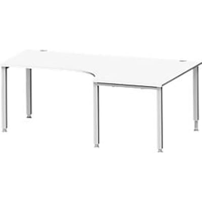 Schäfer Shop Genius hoekbureau MODENA FLEX 90°, aanbouw rechts, 4-poots vierkante buis, B 2000 mm, wit/wit