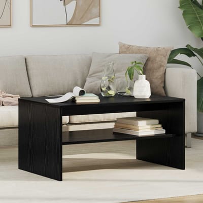 vidaXL - Salontafel - Zwart - Eiken - 80 - x - 50 - x - 40 - cm - Bewerkt - hout