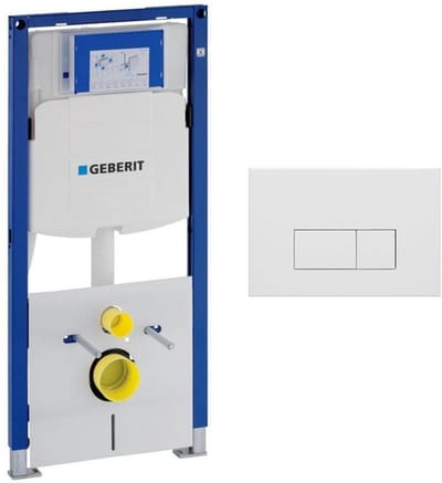 Geberit Duofix Element - UP320 - QeramiQ metal bedieningsplaat - wand - 112cm - rechthoekige knoppen - metaal - mat wit