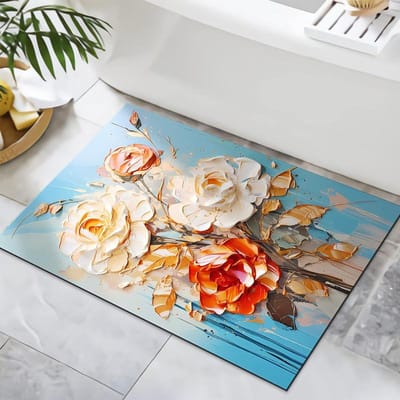 3D Visuele Bloem Diatomeeënaarde Vloermat Badkamervloermat Entree Deurmat Badkamer Absorberende Voetmat 50*80cm