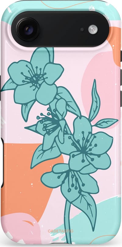 Casetastic hoesje geschikt voor Apple iPhone Air - MagSafe - Dubbellaagse bescherming - Roze Oranje Turqoise Bloemen Modern - Fashion Case - Mintgroen Perzik Lichtroze