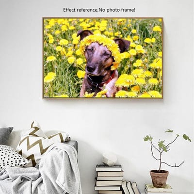 Diamantmozaïek hond 5D diamantschilderij bloem diamantborduurwerk dierenafbeelding van strass-steentjes 20X30CM yellow