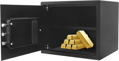Veilige Mini Kluis, 38 x 30 x 30 cm, Brand- en Waterdicht, Ideaal voor Thuisgebruik, Bescherming voor Waardevolle Documenten en Geld