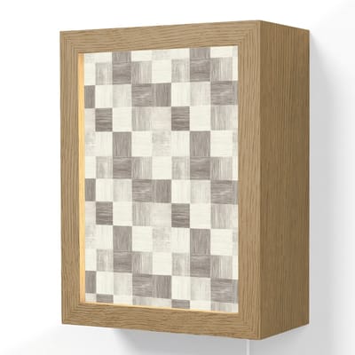 Wandlamp 15x20 cm - Oplaadbaar - Patroon - Dambord - Houtnerf - Wandlampen binnen woonkamer - Slaapkamer lamp met kabel - Decoratieve nachtlamp - Vloerlamp snoer