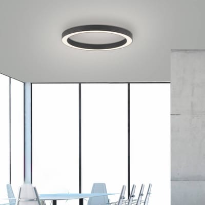 PURE LED plafondlamp Lines, Ø 50 cm, antraciet, CCT, afstandsbediening