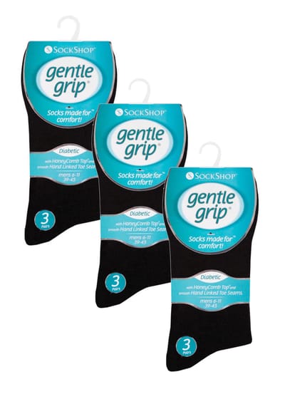 9 paar sokken zonder elastiek katoenen herensokken | Gentle Grip | Zachte losse sokken | Diabetische vriendelijke sokken - Zwart