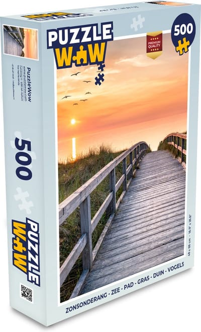 Puzzel Zonsonderang - Zee - Pad - Gras - Duin - Vogels - Legpuzzel - Puzzel 500 stukjes