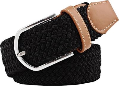 Fako Fashion® - Elastische Riem - Canvas - Elastisch - Gevlochten - 105cm - Zwart