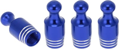 Decoratieve 4-delige Set van Bowlingvormige Ventieldoppen voor Autobanden - Blauwe Aluminium Alloy, 7x28mm, Bescherming tegen Stof en Vuil