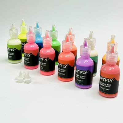 MGM Trading - Glow in The Dark Verf - Lichtgevende Verf met 12 Neon Kleuren 30ml - Acryl Lichtgevende Verf Perfect Voor Kunstschilderen, DIY, Halloween- en Kerstversieringen, Rijke Pigmenten