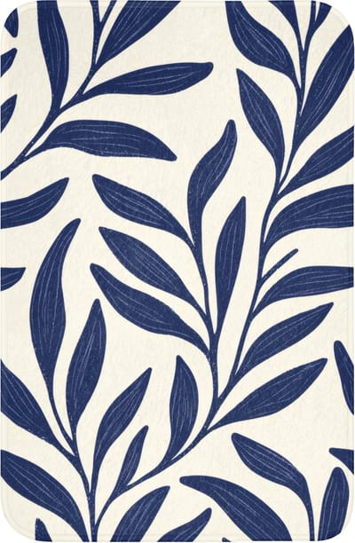 WC mat 40x60 cm - Antislip - Bladeren - Klimop - Donkerblauw - Toiletmat - Vloermat - Douchemat - Toilet tapijt - Toiletmatten