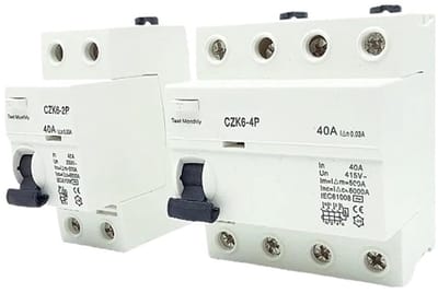 Aardlekschakelaar - Reststroomschakelaar - Veilige Stroomkring - Automatische Uitschakeling - 2P 16A 10mA - Grijs