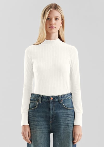 T-shirt met lange mouwen en een getailleerde pasvorm dames QS
