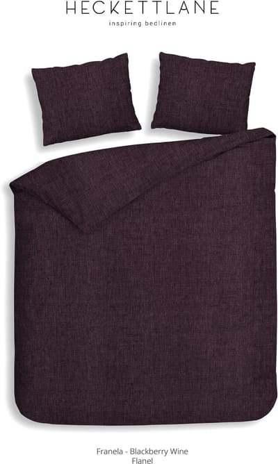 Heckettlane Dekbedovertrek Franela - Effen Bedlinnen - 200x200-220 cm - Tweepersoons - Paars - Dekbedovertrek van 100% Katoen-Flanel