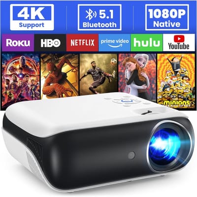 QUOVO® Draagbare beamer - Beamer - Projector - Mini Beamer - Zwart/Wit - 24cm x 21cm x 10cm