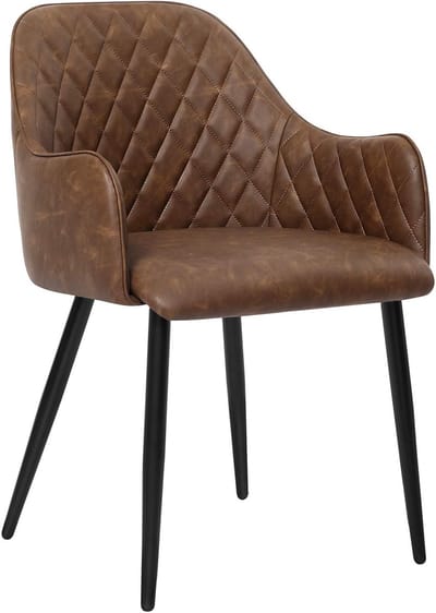 SONGMICS - Eetkamerstoel - fauteuil - moderne gevoerde zitting met rugleuning - vintage PU-coating / kunstleer - belastbaar tot 110 kg - voor eetkamer, woonkamer, slaapkamer - bruin