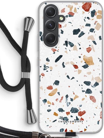 Case Company® - Hoesje met koord geschikt voor Samsung Galaxy A54 hoesje met Koord - Terrazzo N°4 - Telefoonhoesje met Zwart Koord - Bescherming aan alle Kanten en Over de Schermrand