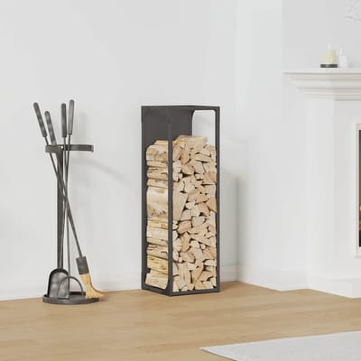 vidaXL - Brandhoutrek - 25x25x80 - cm - koudgewalst - staal - zwart