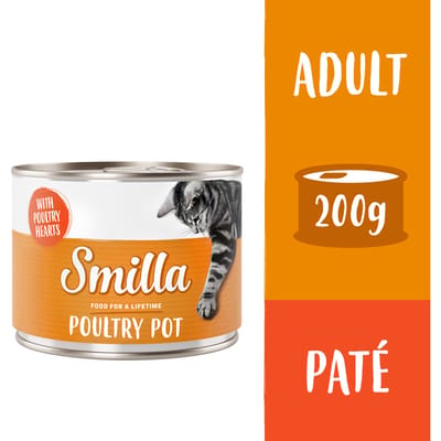 6x200g Gevogeltepannetje Mals Gevogelte met Gevogelteharten Smilla Kattenvoer